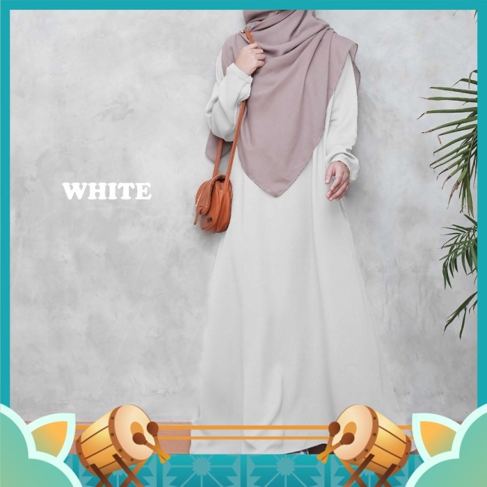 Gamis Kekinian Keren Murah Dress Cantik /Gamis Remaja Wanita Hitam Terbaru Remaja Polos Simple Putih