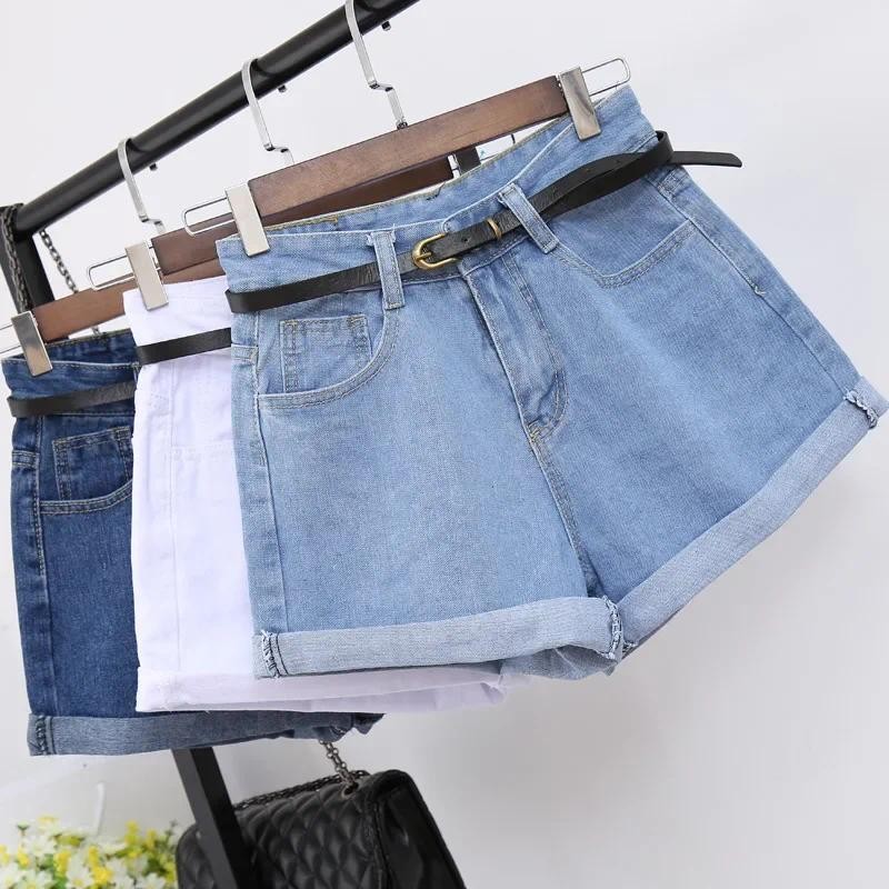 Summer Women Clothing High Waisted Short Jeans Cotton For Female Loose Leg Wide Pants Booty Shorts D