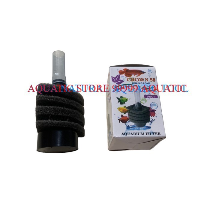 PAKET LENGKAP AERATOR FILTER SPONGE BIOFOAM mini bio foam CROWN 58 SUDUT pojok filter aquarium aquas