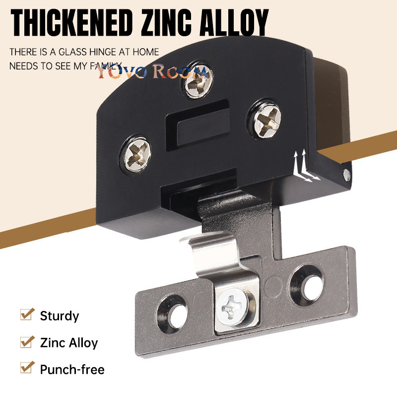 Engsel Kaca Jepit Pintu kabinet Oval Kotak Cabinet Door Glass Hinges YOvo