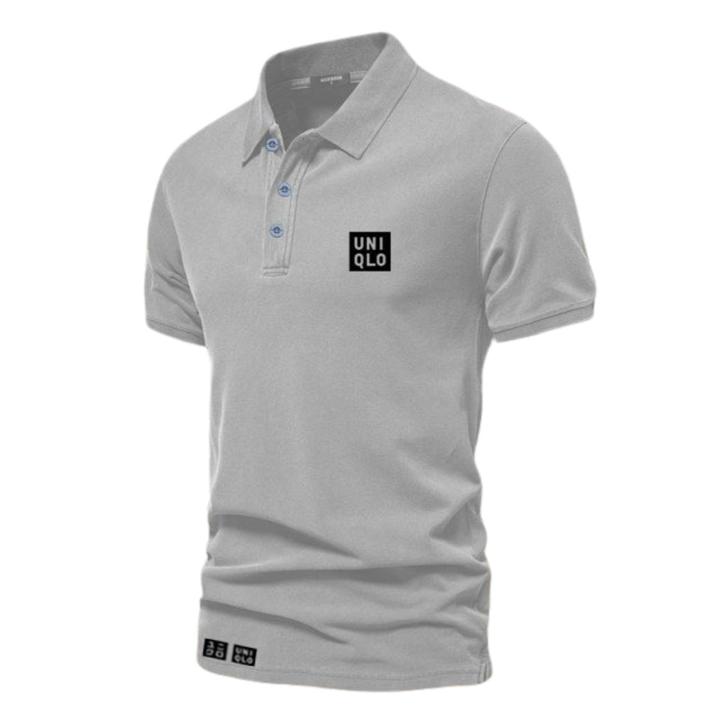 Polo Shirt Pria Lengan Pendek / Wanita Uniqlo +Bwh Text Hitam Kaos Polo Original Quality Premuium