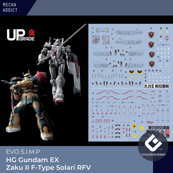 Water Slide Decal HG Gundam EX / Zaku II F-Type Solari RFV by EVO SIMP