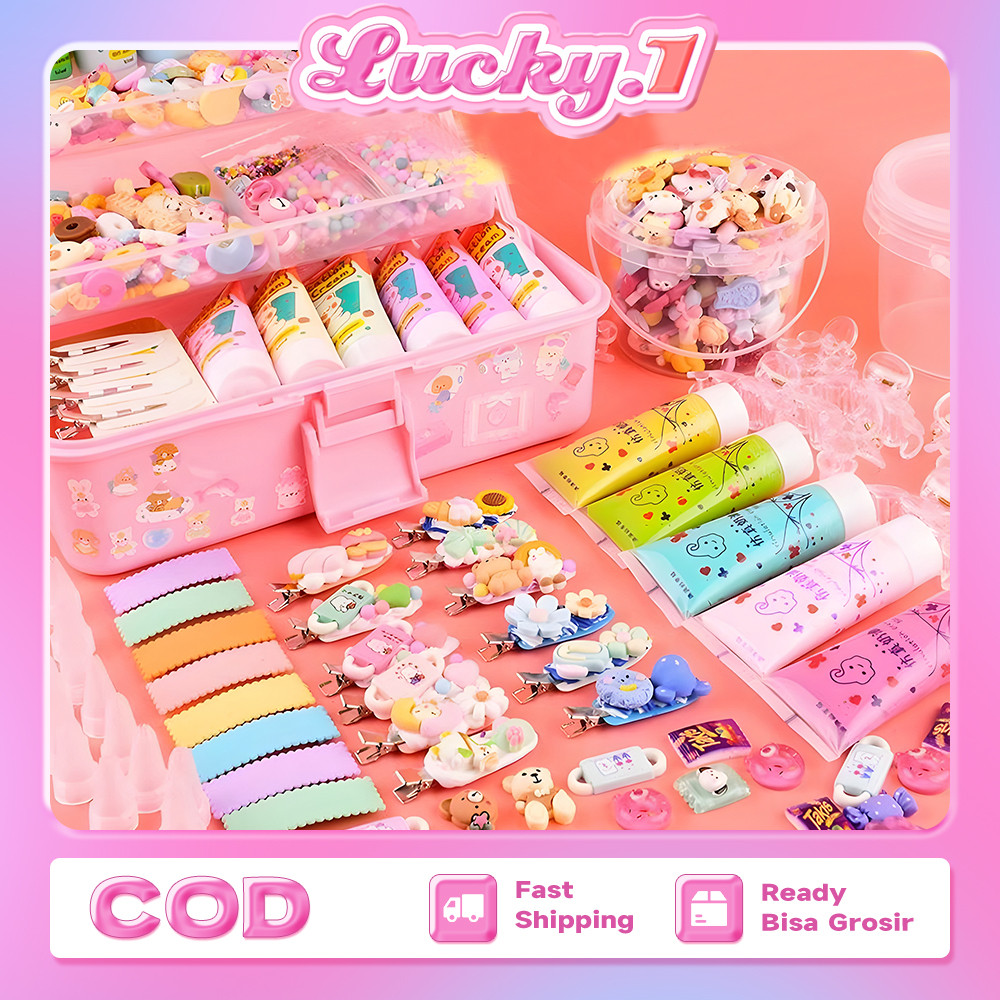 

Diy Kotak Gooka Kartun Set Gantungan Kunci Akrilik Mainan Cream Lucu Anak Perempuan DIY Keychain Set/DIY Decals Aksesoris Set