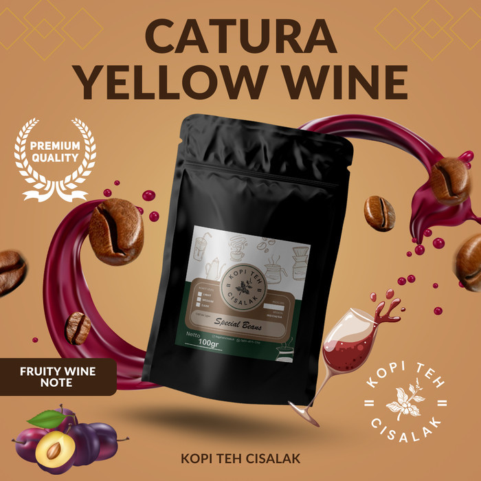 

Kopi Special Arabika Catura Yellow Wine 100 gram Biji dan Bubuk - Light To Medium, Natural Processed