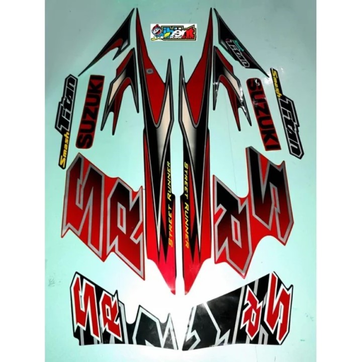 STRIPING SMASH TITAN SR MERAH 2011 2012 STIKER LIS STANDAR ORI SUZUKI