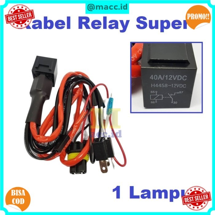Kabel Relay Super Lampu HID Projector Biled Projie LED Motor Mobil H4 - Kabel Relay H4, 1 Lampu