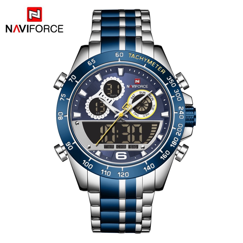 Original NAVIFORCE Jam Tangan Analog Pria NF-9188M - STAINLESS STEEL Strap