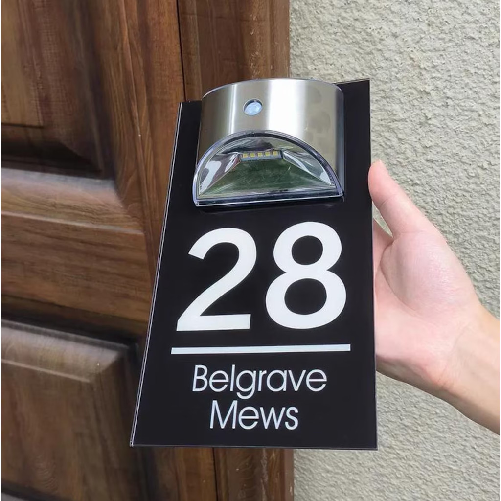 Custom House Sign With Solar Light Door Number Plaque Sign Illuminated House Sign Address Number Sig