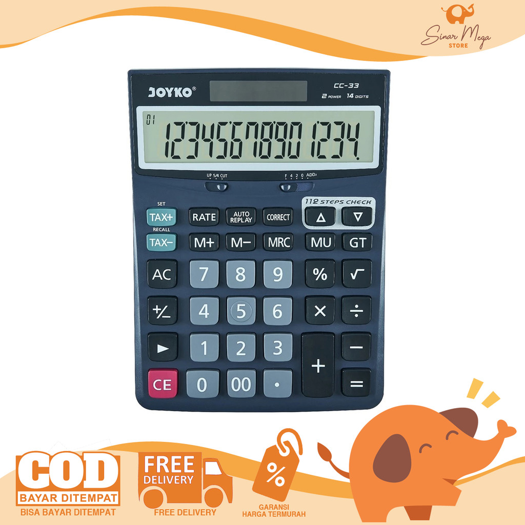 

Joyko Calculator CC-33 Big Display - Kalkulator 14 Digit Besar Check & Correct Function Murah