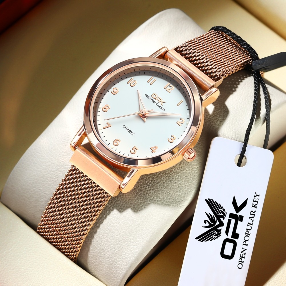 [SALE BESAR] OPK Jam Tangan Wanita Original Anti Air Elegan Terbaru Casual Putih Watch Women Cod