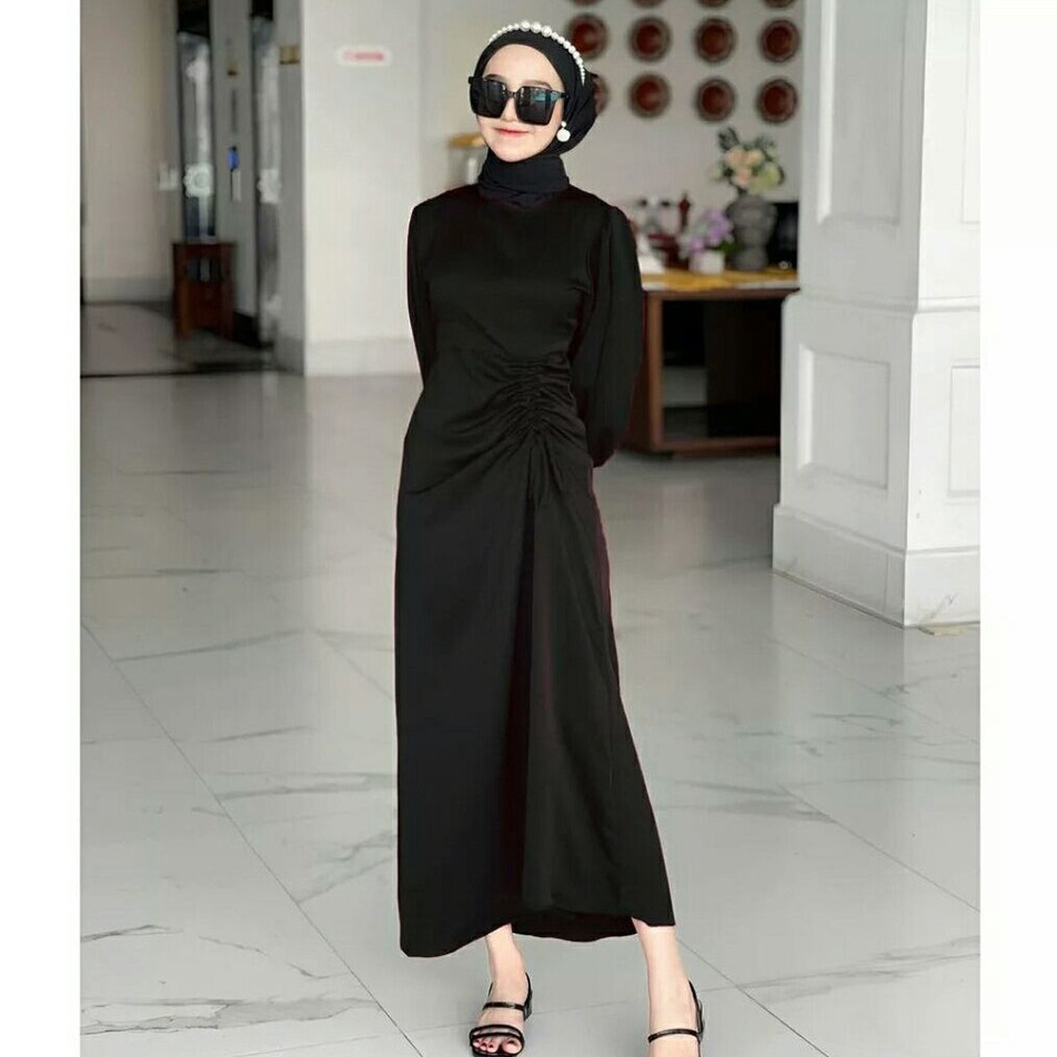 Gamis satin silk premium / gamis lebaran 2025 model gamis terbaru / gamis serut remaja kinian / GAMI