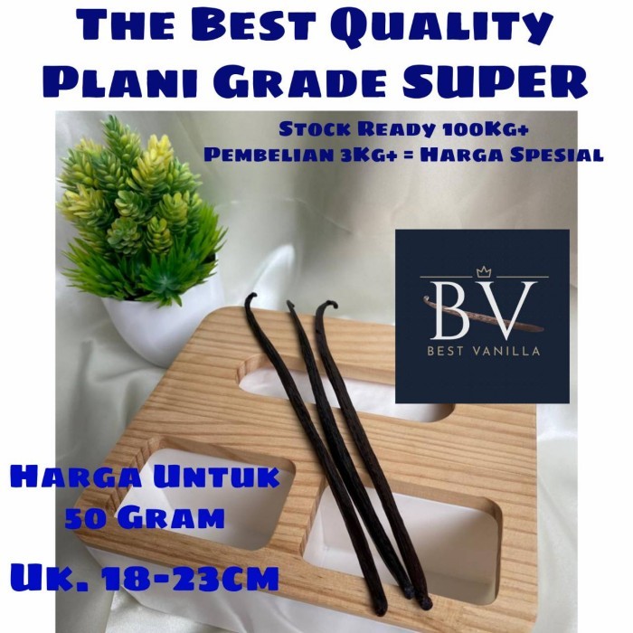

Vanilla Beans Planifolia GRADE SUPER Gourmet (Biji Vanila 100%ORGANIK) - 50 Gram, 18 - 19 Cm