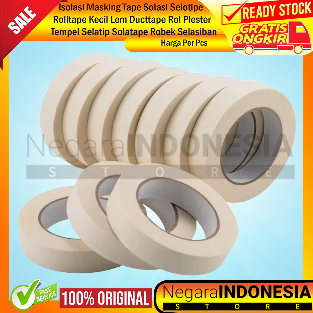

Isolasi Masking Tape Solasi Selotipe Rolltape Kecil Lem Ducttape Rol Plester Tempel Selatip Solatape Robek Selasiban Lakban Packing Besar Roll Gulung Sedang Perekat Rekat Lengket Kertas Double Solatip Krep Solasiban XAGL Plekat ATK Lim Selotip