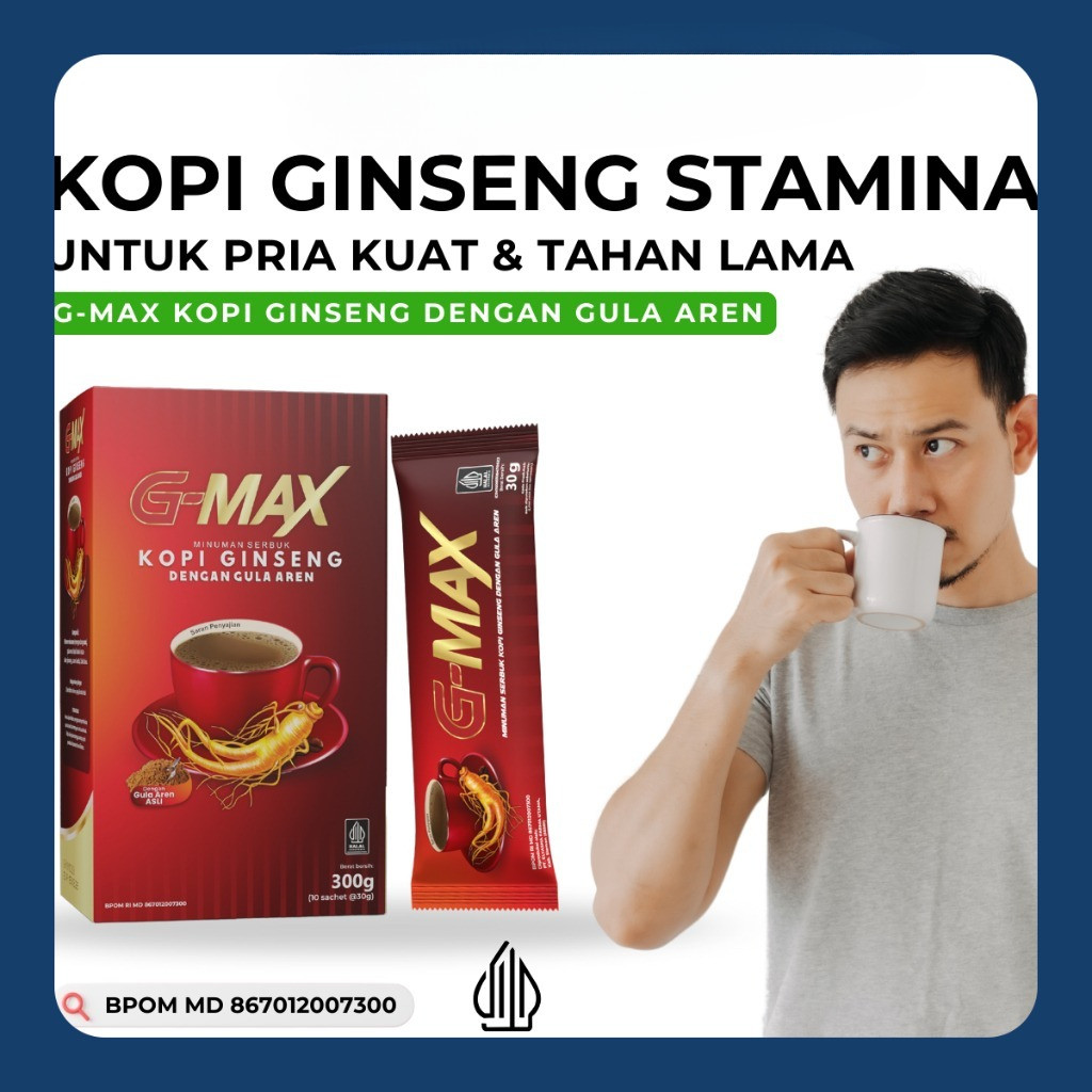 

G-MAX Kopi Stamina Pria Kopi Ginseng Gula Aren ORIGINAL 100% Kuat & Tahan Lama BPOM & HALAL