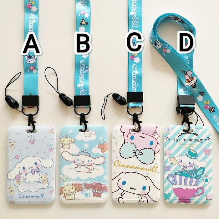 

ANDMA Cinnamoroll Sanrio ID Card Holder Lanyard 1 Name Tag Gantungan Kalung Wadah Kartu Nama - A