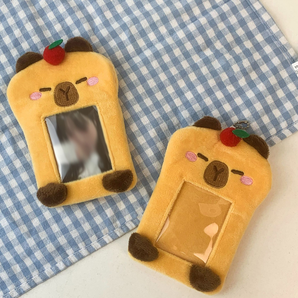 

1pcs Cute Plush Kpop Photocard Holder with Keychain Adorable Animal Photo Sleeve ID Credit Card Holder Protector Stationery