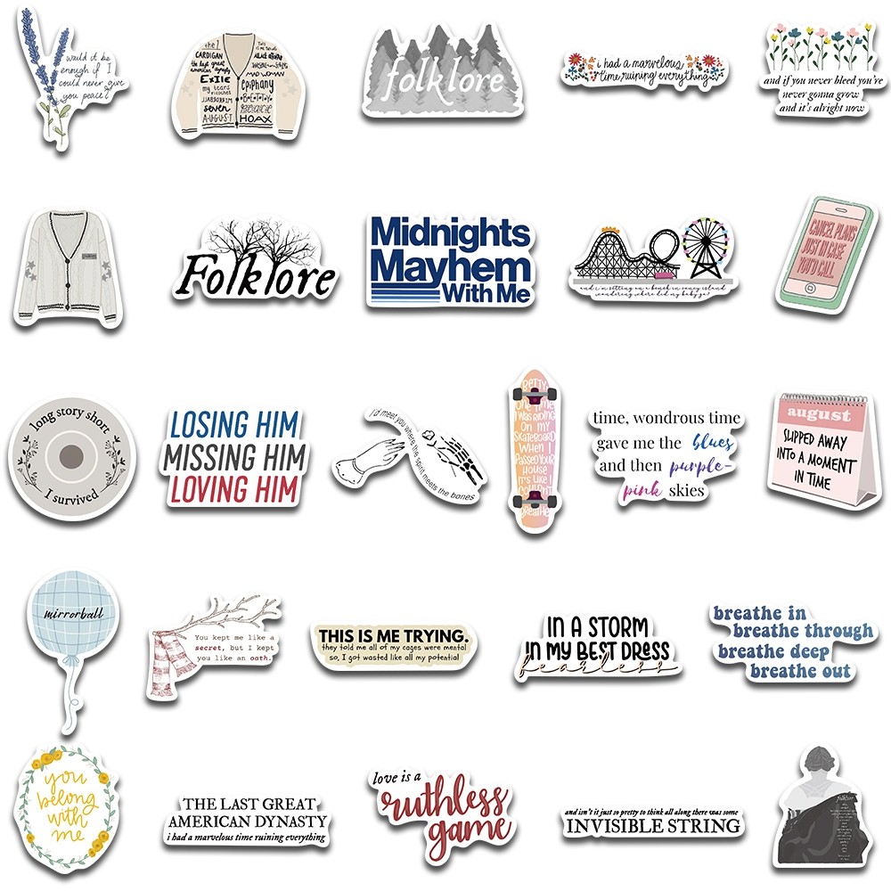 

Ins Gaya Stiker Pack Taylor Swift Folklore Album Terbaru Sastra Lirik Stiker Kualitas tinggi Tahan Gores Decal Vinyl Anti Air- Sticker Aesthetic Buku Journal Koper Casing HP Tablet Laptop Helm Motor