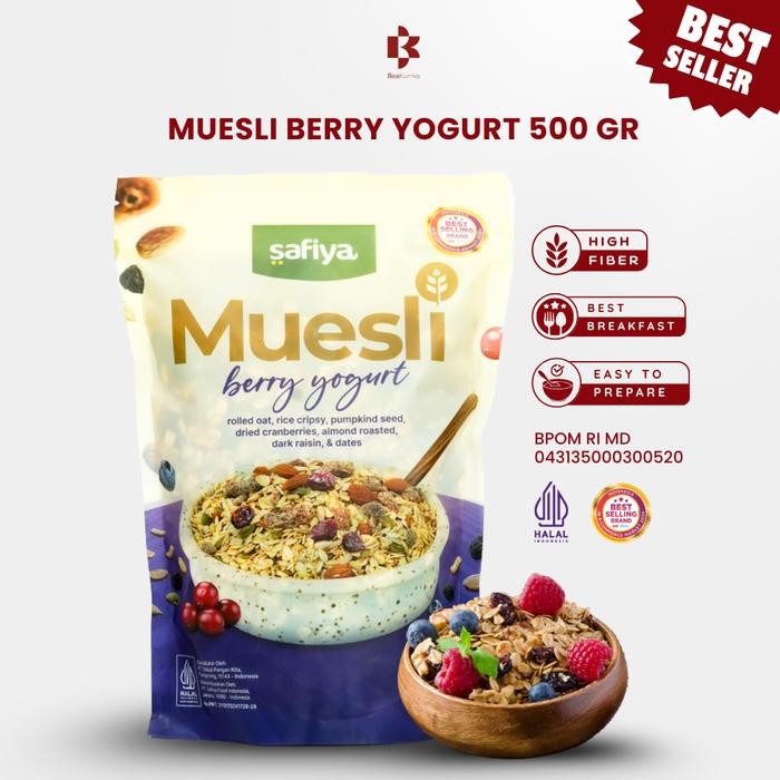 

[[Promo]] Muesli Berry Yogurt 500 Gram Safiya - Sereal Sarapan Food Granola Oatmeal Cereal - Berry Yogurt 500 gr