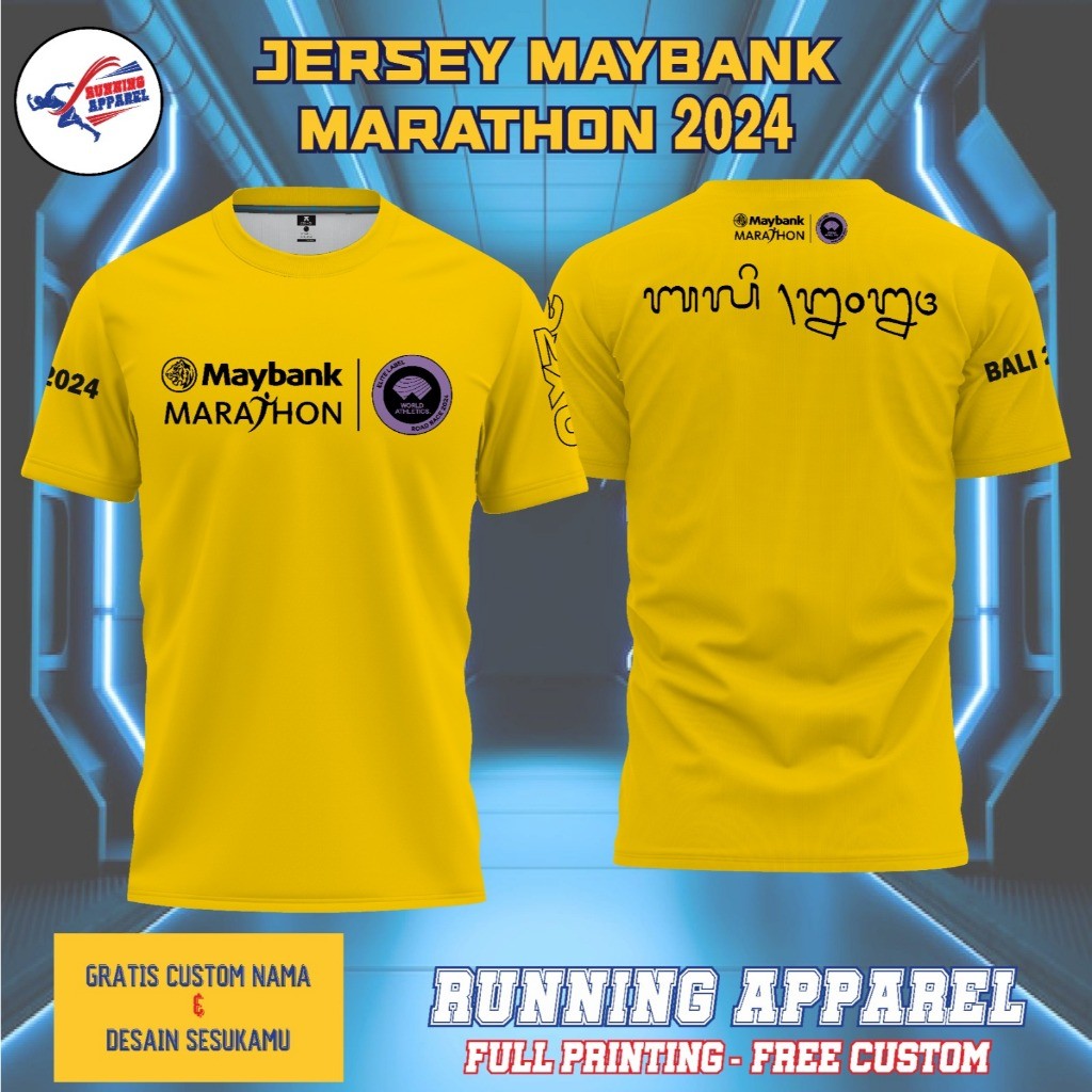 Baju Lari Jersey Running MAYBANK MARATHON 2024 - Bahan Dryfit Full Printing