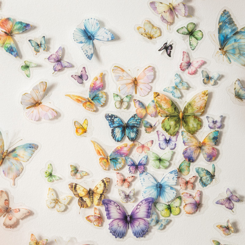 

50pcs Butterfly Stickers pack Junk Journal Planner Collage Aesthetics Decoration Scrapbooking Supplies School Stationery Sticker