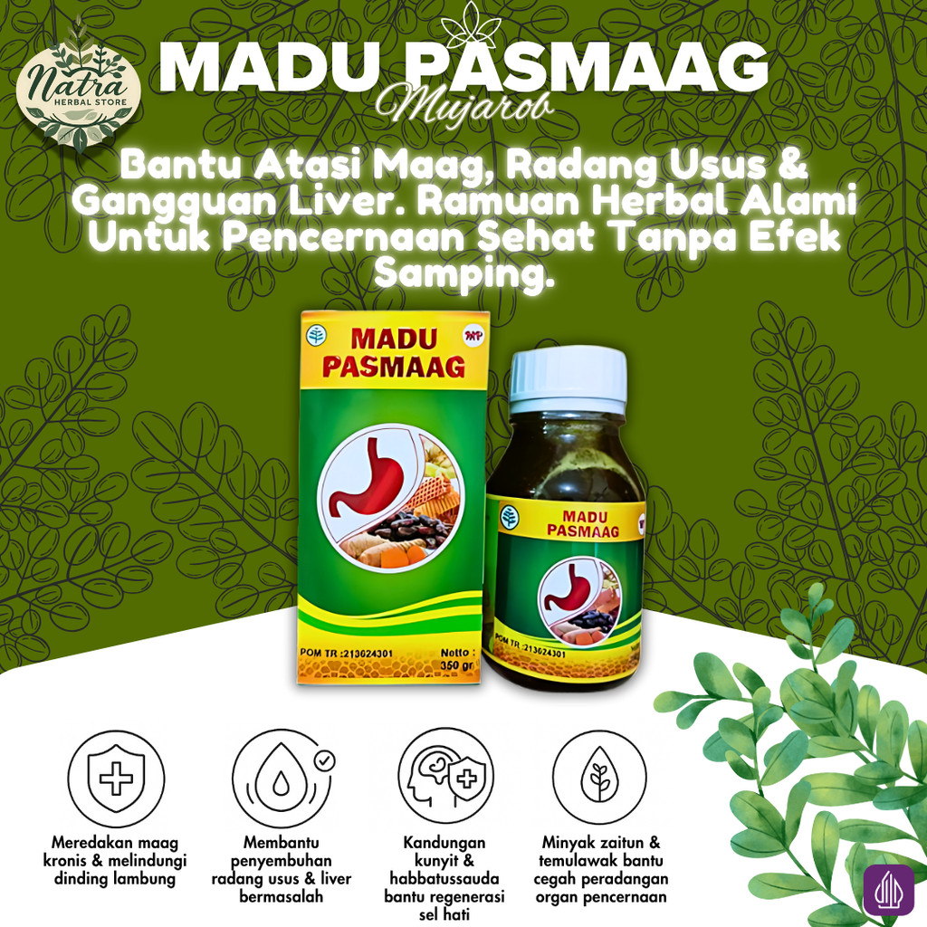 

Madu Pasmaag 350gr – Obat Pencernaan Mujarob, Obat Maag, Radang Usus, Liver – Herbal Alami Dewasa