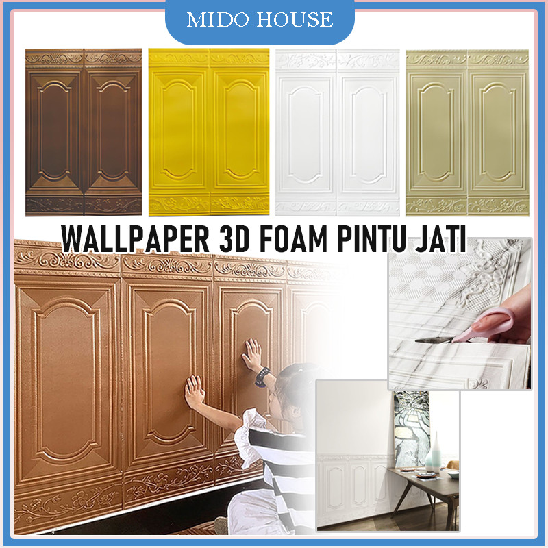 Wallpaper 3D Foam Tembok Dinding Motif Pintu Jendela/Wallfoam Jati 70X90 CM/Wallpaper Dinding Motif 