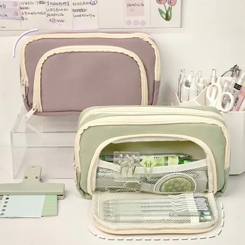 

Girl Large Capacity Aesthetic Pencil Bag School Cases Cute Stationery Holder Bag Zipper Pencil Pouch Student School Supplies NEW