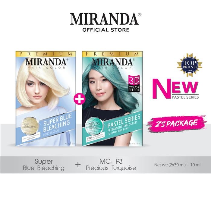 SR Miranda Paket Cat Rambut Pastel Super Blue Bleaching + Hair Color 30ml - Turquoise