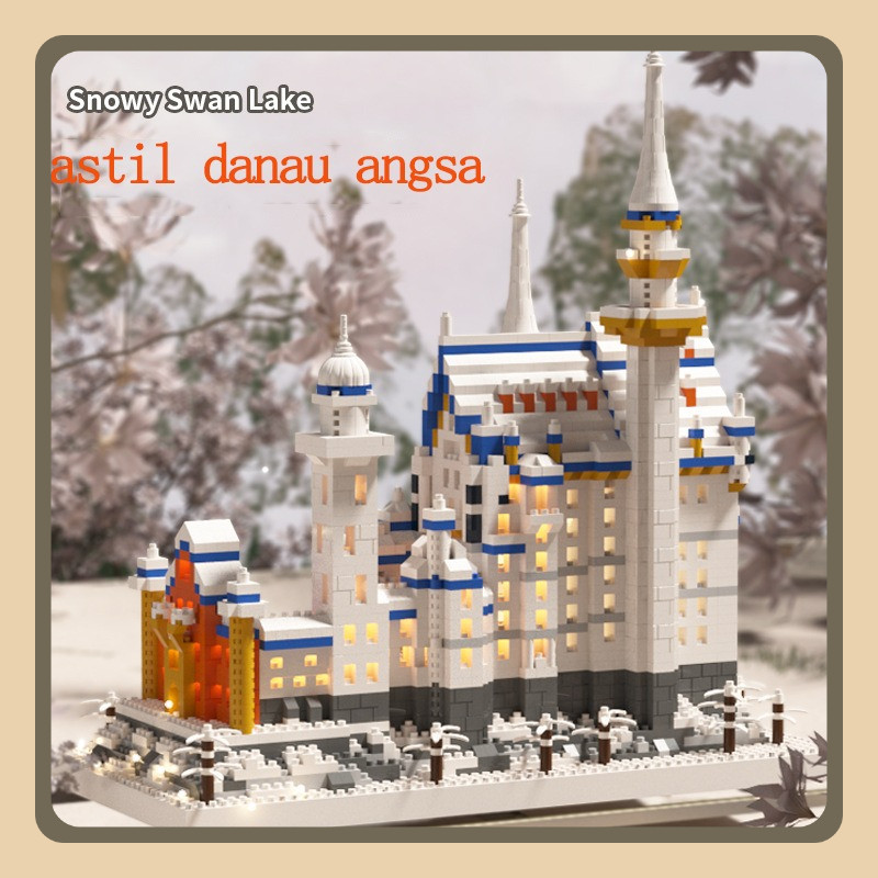 Blok bangunan mainan merah muda putri kastil model blok bangunan mainan bata nano hadiah gadis blok 