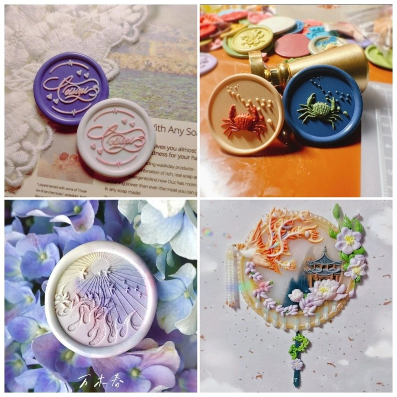 

Phoenix Fan Relief Seal Head Cute Cat Carving Multi-Layer Diy Fire Seal Copperhead Invitation Envelope Sealing Stamp Toy