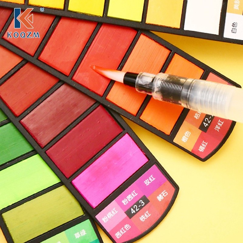 

Professional Solid Watercolor Pigment Foldable Travel Water Color Pigment Water Brush Pen Art Specific Fan Shaped Painting Tools