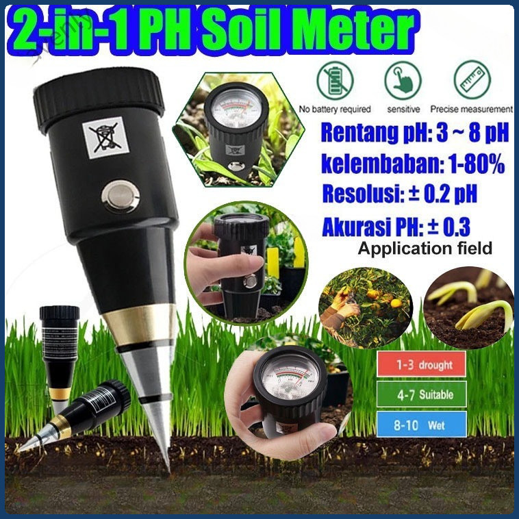 Alat ukur ph tanah 2 in 1 ph meter tanah alat pengukur ph tanah cek ph tanah soil ph meter【COD】