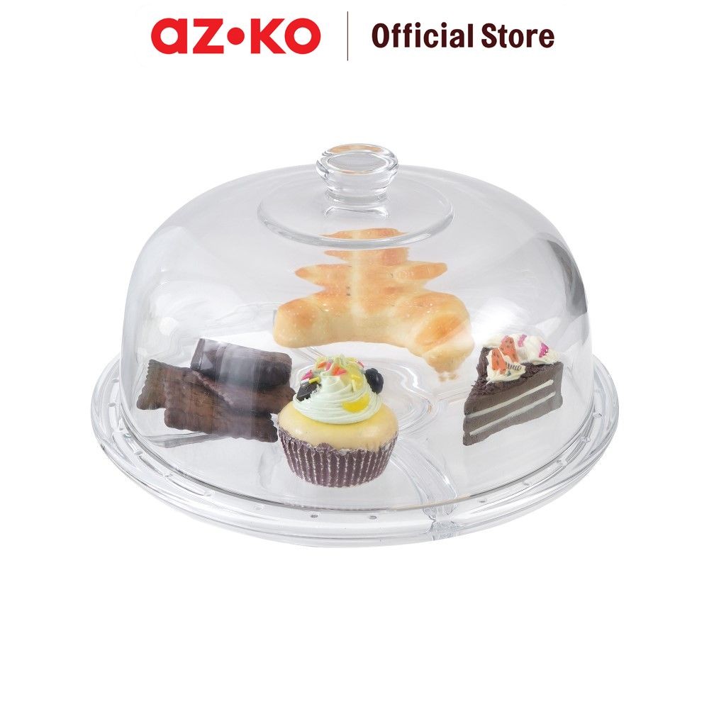 AZKO Delicia Wadah Saji Kue Kaca Stand Tempat Sajian Makanan Serbaguna Wadah Hidangan Food Grade Per