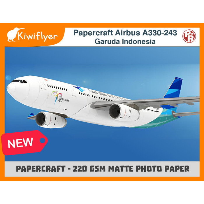 DIY Papercraft Pesawat Airbus A330-243 Garuda Indonesia (Kertas lembaran pola)