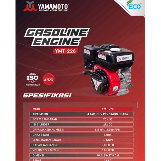 MESIN PENGGERAK YAMAMOTO ECO YMT 228 8,5HP