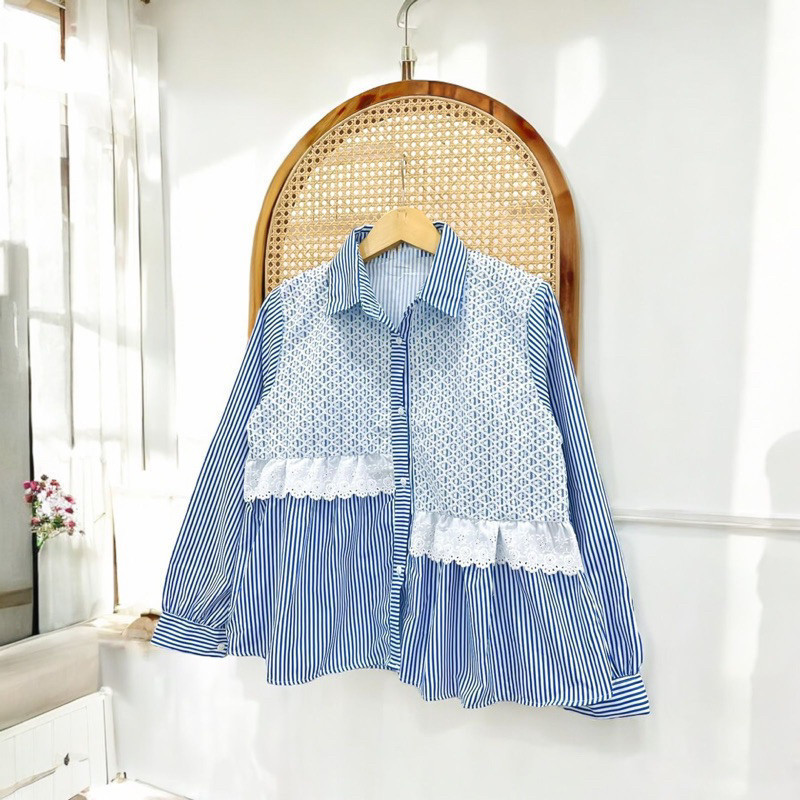 JPN - ZFS BLOUSE KETARI HERITAGE MOTIF BRUKAT / ATHAYA BLOUSE / KEMEJA BRUKAT TOP / ATASAN KOMBINASI