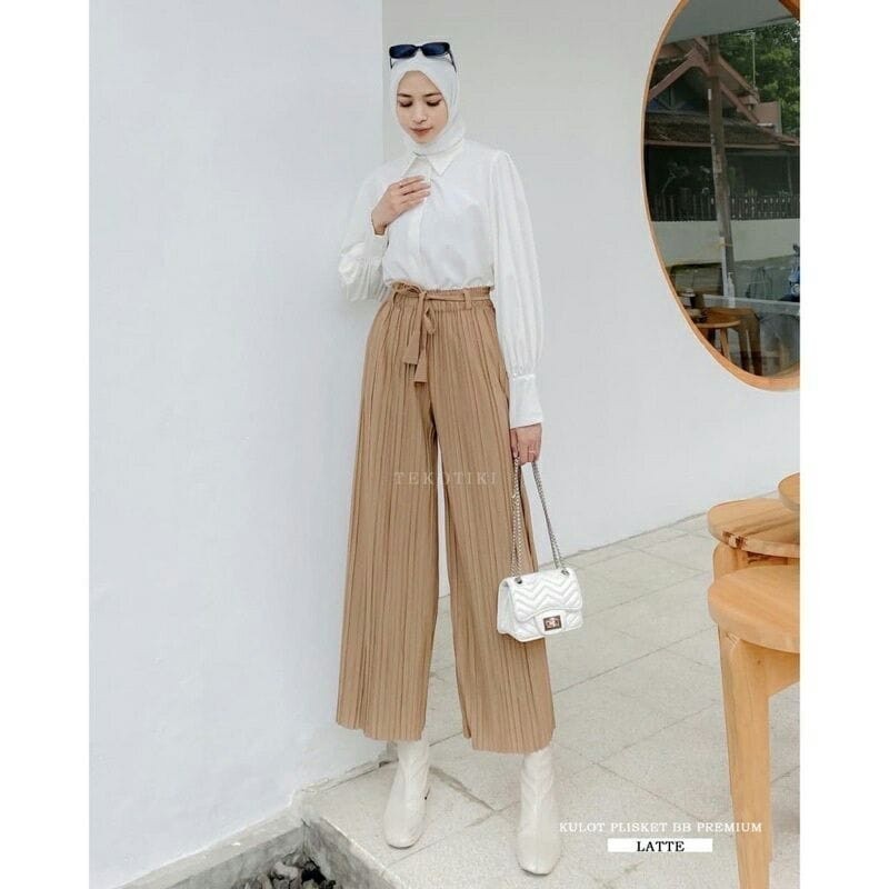 Celana Kulot plisket tali Prada premium bisa cod Risa  part2 Boutiqq