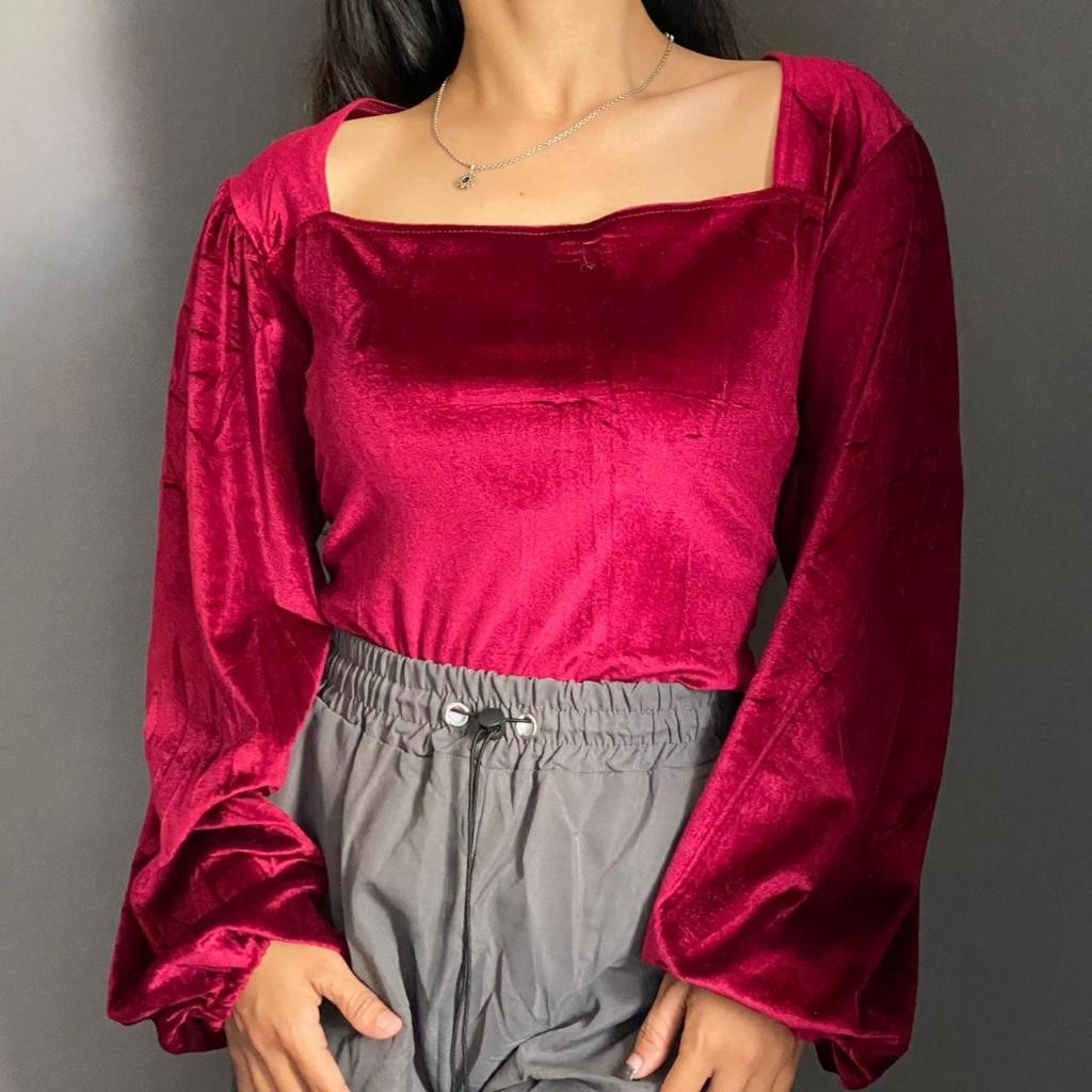 Baju Atasan Wanita Blouse Bluse Top Sabrina Crop Top korean fashion