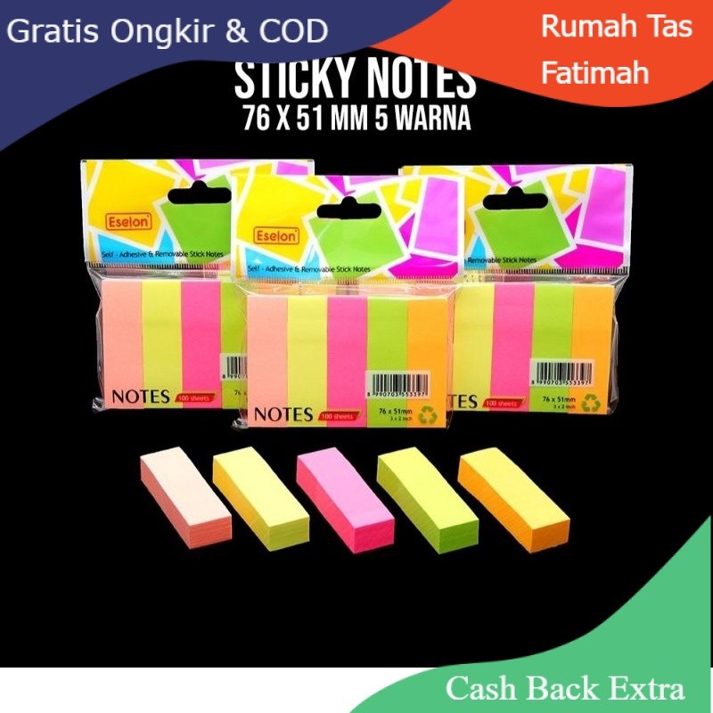 

Promo STICKY NOTE 76 X 51 MM POST IT MEMO TEMPEL WARNA STICKYNOTES 5 WARNA By Rumah Tas Fatimah