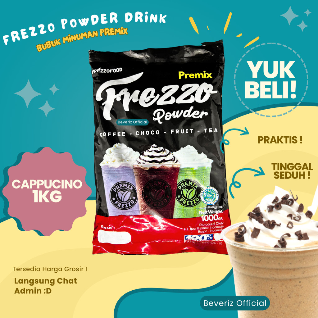 

BEVERIZ Frezzo Bubuk Minuman Rasa Cappucino | Boba Powder Drink 1Kg / 1000gram {Bisa COD} {tersedia harga grosir}