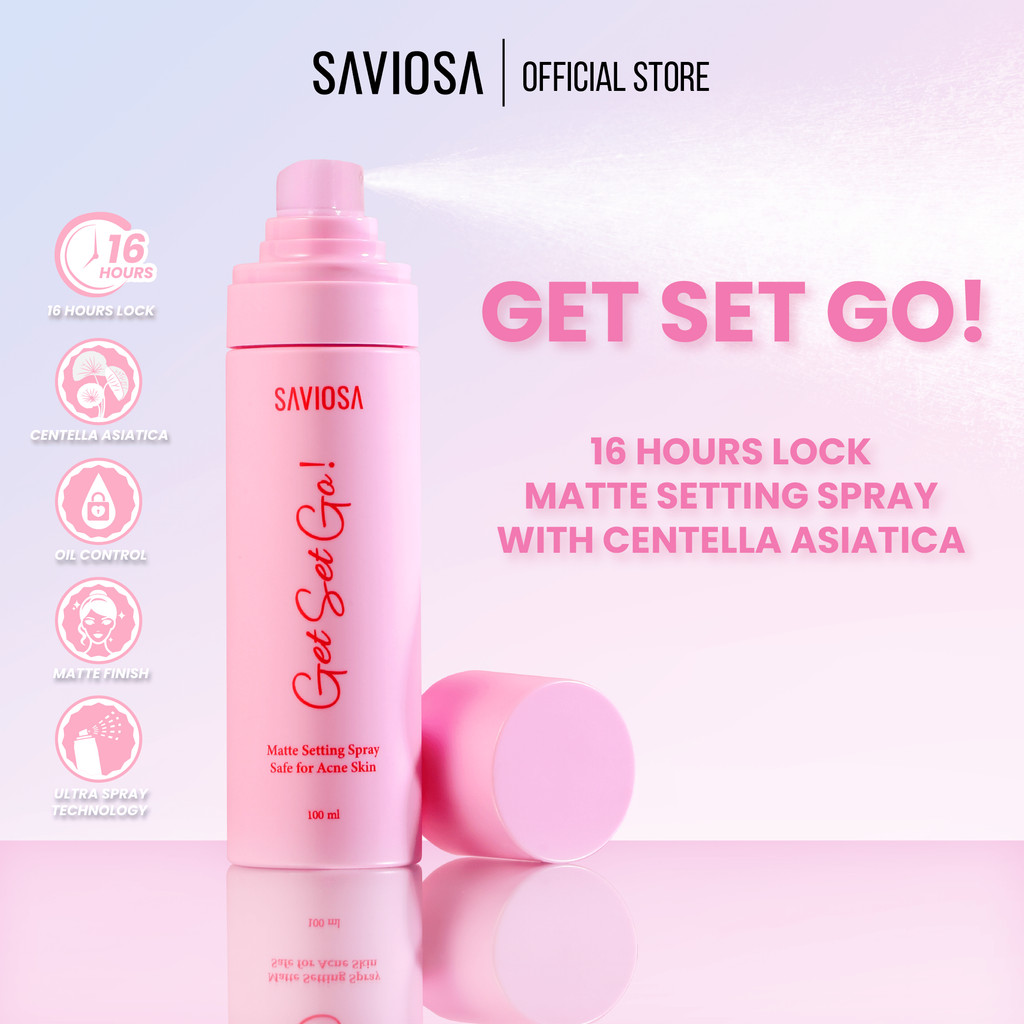 SAVIOSA Get Set Go Matte Setting Spray With Oil Control -Tahan 16 Jam Mengunci Make-up Waterproof – 
