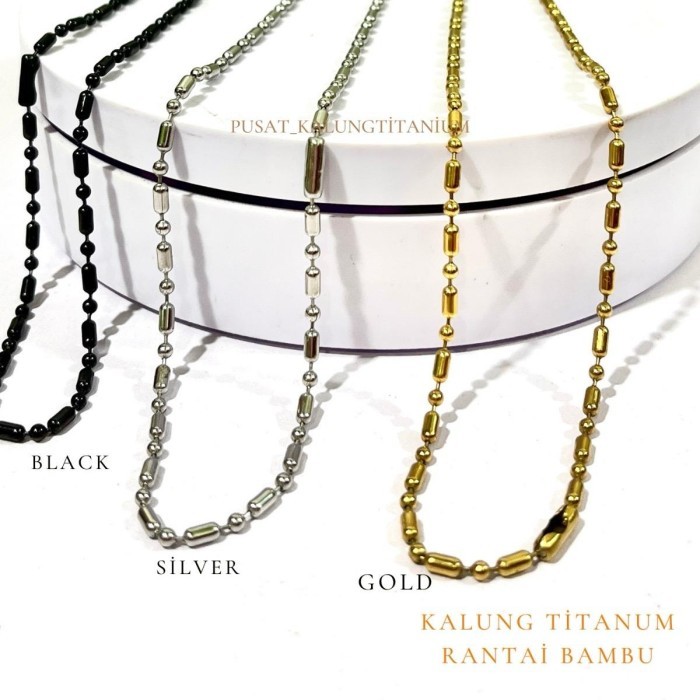 kalung titanium bambu panjang Rantai Elegan