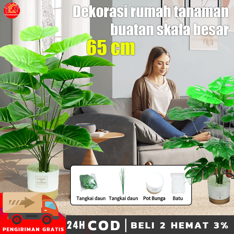 Tanaman Hias Plastik Pohon Pisang Artificial Dan Pot 65Cm Tanaman Artificial Besar Dekorasi Rumah