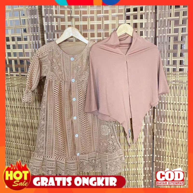 [PREMIUM ORIGINAL] DRESS Brokat Malika Gamis anak Set Hijab usia 0-5 tahun / gamis anak bayi terbaru