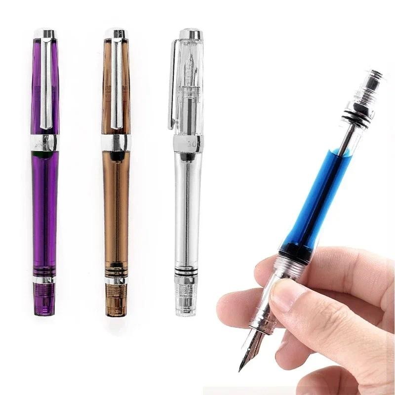 

Luxury Yong Sheng 3013 Fountain Pen high quality resin Vaccum Filling Transparent EF/F Nib Negative pressure writing ink pens