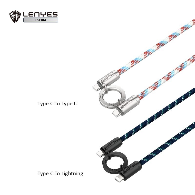 Lanyard Casing + Kabel Data LENYES LST104 Charger Fast Charging Data Cable Tali Gantungan Panjang Untuk HP 1.2 Meter