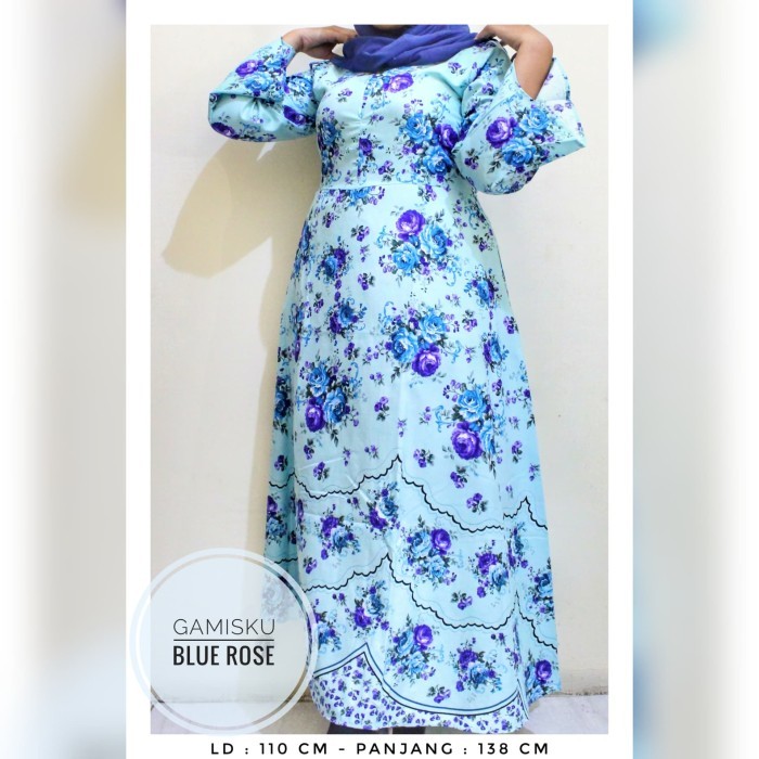 Gamis Keren Bahan Bagus kekinian Style Jaman Now Murah /GAMISKU | Gamis Muslim Motif - Blue Rose