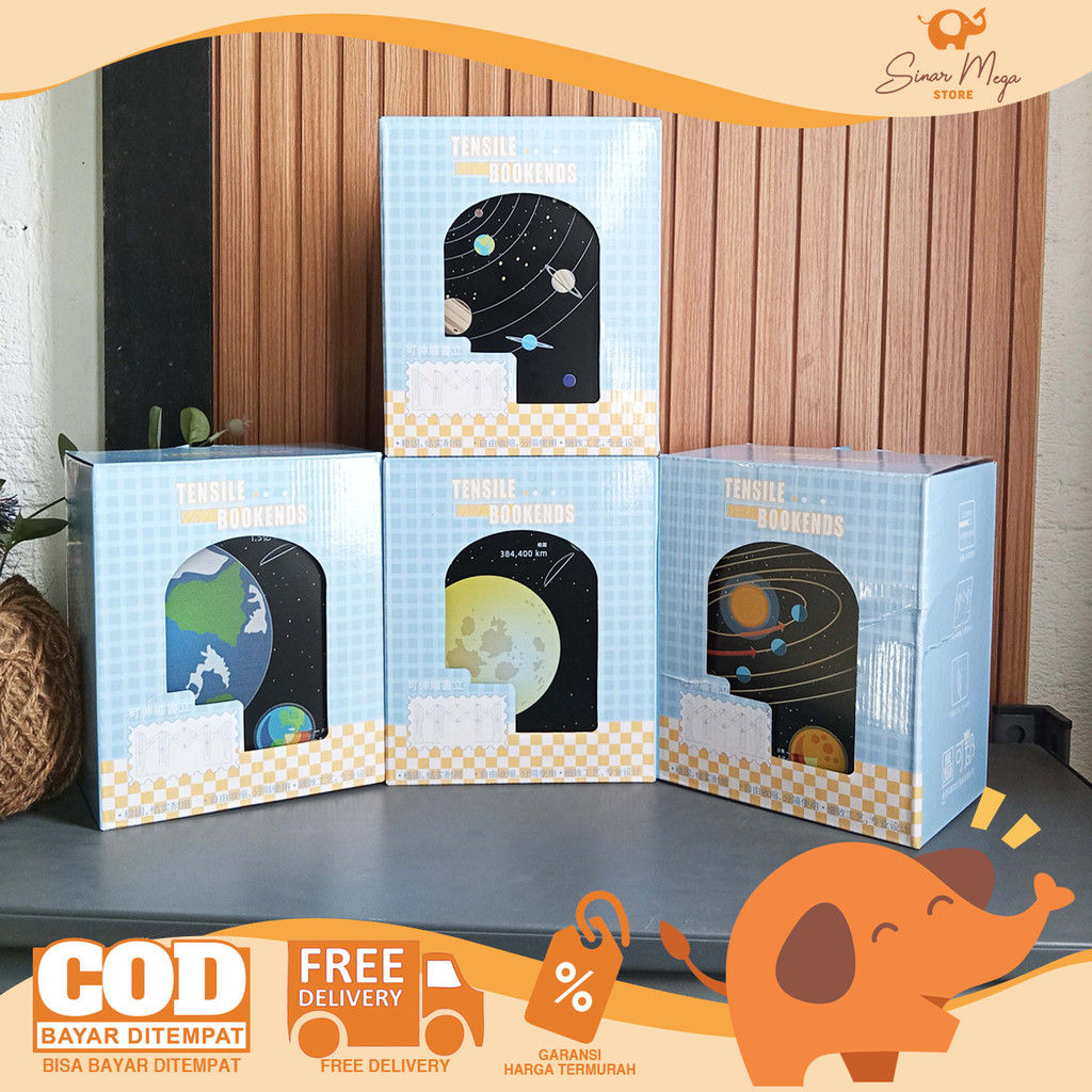 

PANMOMO Adjustable Tensile Bookends Space KJ70106 / Stand Book / Sandaran / Dudukan Buku Besi Lucu