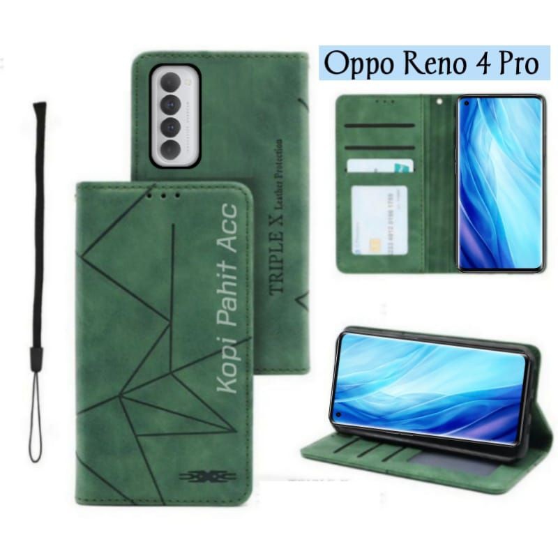 Casing Oppo Reno 4 Pro Flip Cover Wallet Sarung Hp Case Dompet Sarung Kulit