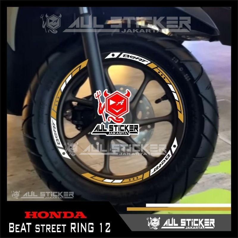 Sticker Velg New Beat - Street 2024  Khusus Ring 12 Ban Donat  Set Depan Belakang